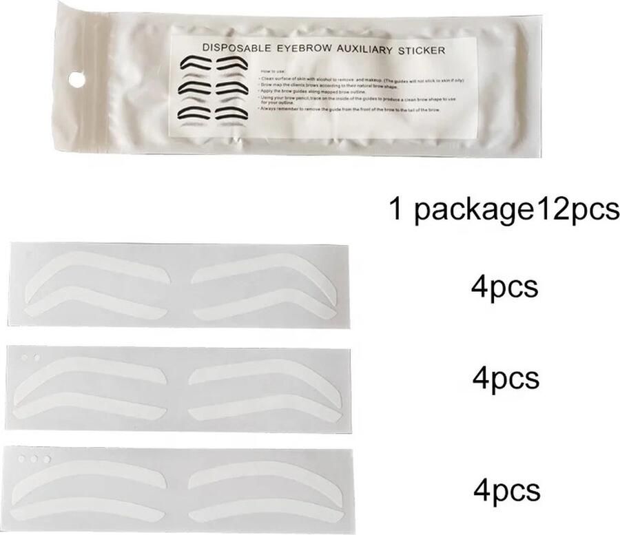 Jellz Cosmetics Jellz Airbrush Microblading voorgevormde wegwerp wenkbrauw stickers sjabloon 3 verpakkingen met 12 paar