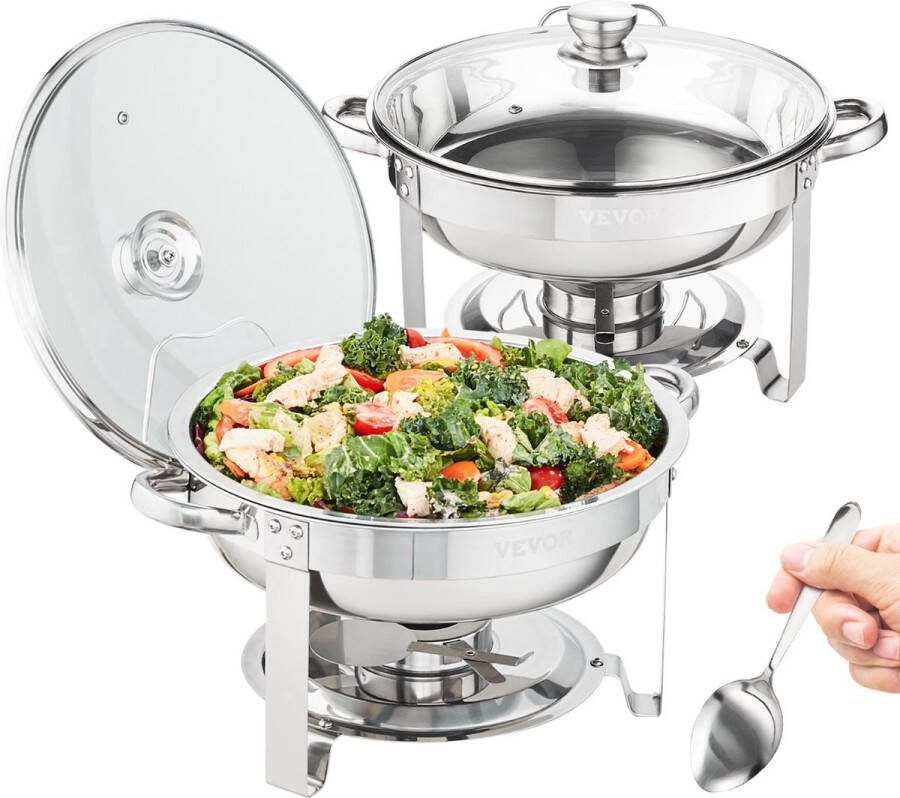 Jemaison Professionele buffetwarmer 2 Stuks 3 5L Buffetschalen Chafing dish Warmhoudbakken Warmhoudplaat 38x32 cm