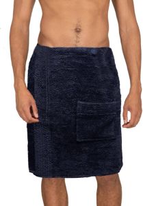 JEMIDI Sauna badstof kilt sarong M XXL heren 100% katoen sauna kilt sauna sarong sauna handdoek Donkerblauw