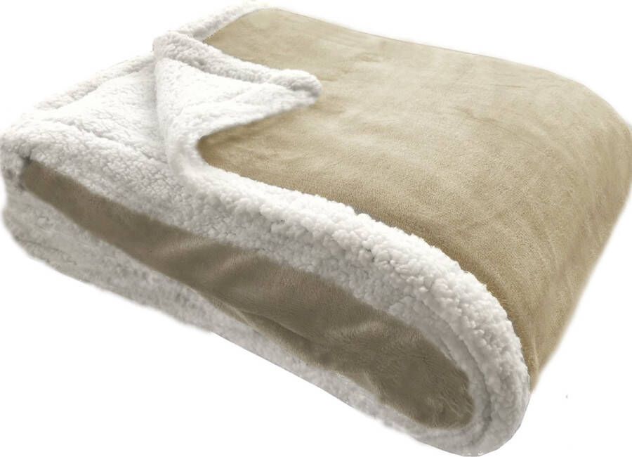 JEMIDI XXL warme fleece deken Knuffeldeken voor op de bank 150 x 200 cm Wasbaar Beige