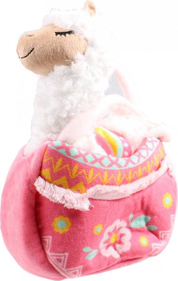 Jemini Knuffel Lola Lama Met Handtas Meisjes 24 Cm Wit roze