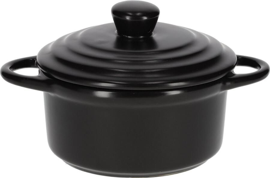 JENS Living mini ovenpan keramiek Braadpan klein 17 x 12 x 9.5 cm Vaatwasserbestendigd Zwart