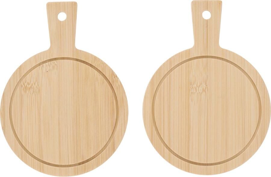 JENS Living Tapasplank Rond Bamboe Set van 2 19 x 14 x 0 8 cm