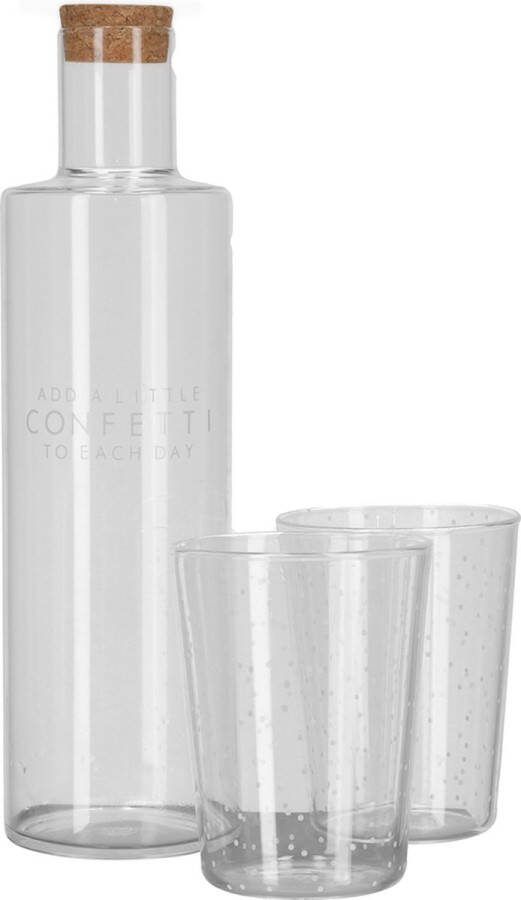 JENS Living Waterfles en Glazen Set Glas Transparant