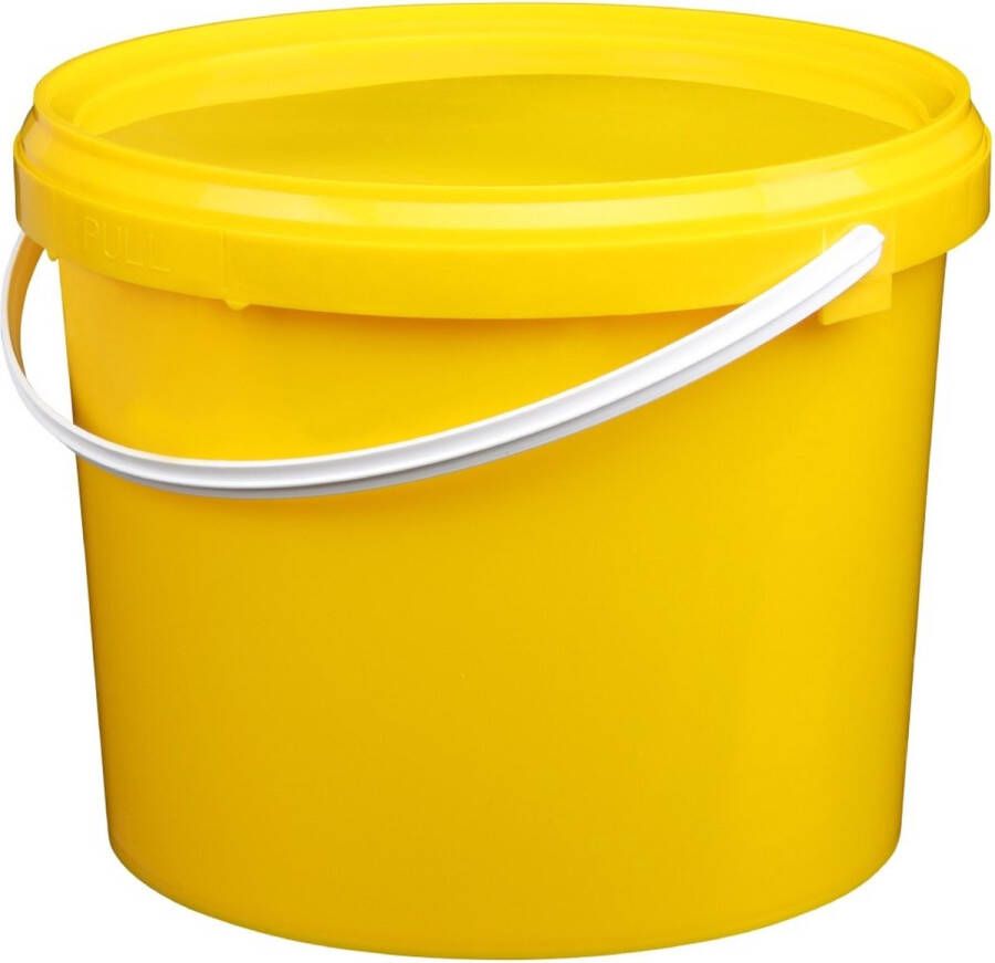 Jerrycanshop Emmer met deksel 5 liter rond geel