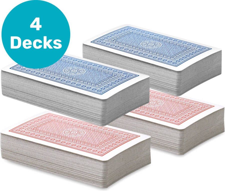 Jespro Speelkaarten 4 pack 4x 56 kaarten Standaard maat Volwassen Pokerkaarten Playing-cards