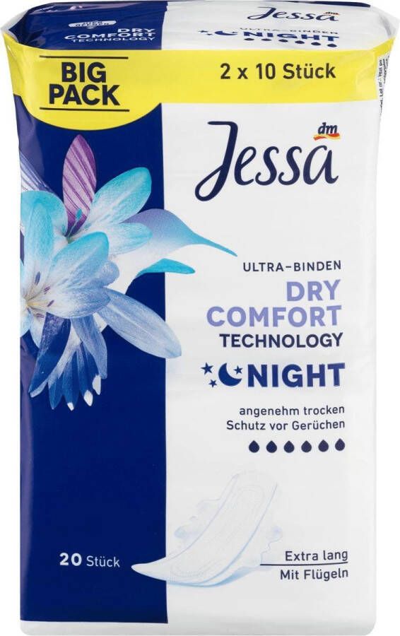 Jessa maandverband Ultra Dry Comfort Night BigPack (20 St)
