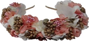Jessidress Haarbloemen Dames Hoofdband Luxe Haar diadeem met bloemen Haarband Bruids Roze Wit