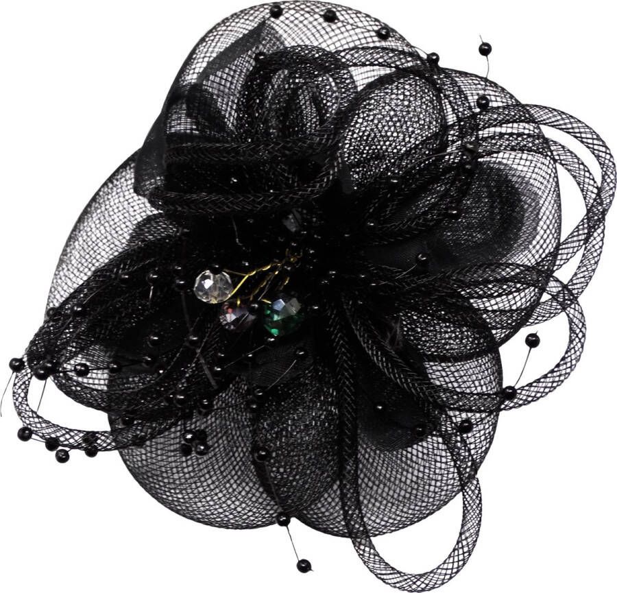 Jessidress Haarclips Feestelijke Haarbloem met parels Dames Bruids Haar accessoires Zwart
