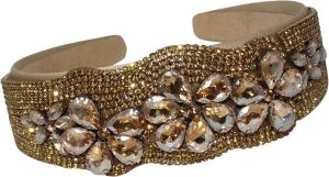 Jessidress Luxe Haar diadeem met Strass Diademen Dames Haarband Feestelijke Hoofdband Goud