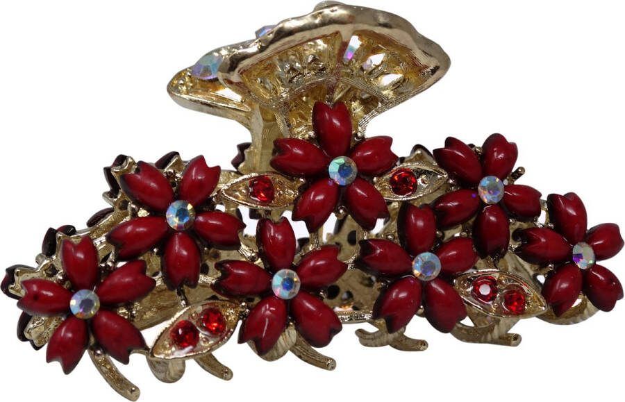 Jessidress Luxe Haarclips Metaal Haarklem Zeer Sterke Haarklem met strass Rood