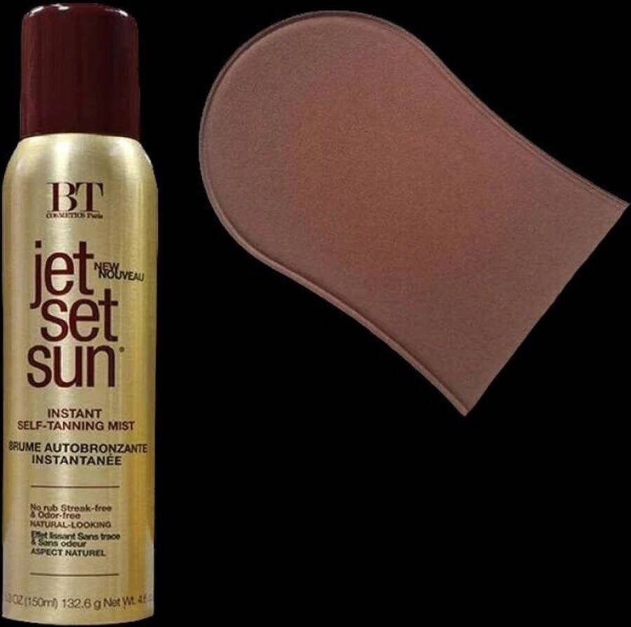Jet Set Sun Instant Bronzer Self Tanning Mist. 150ml + Handschoen