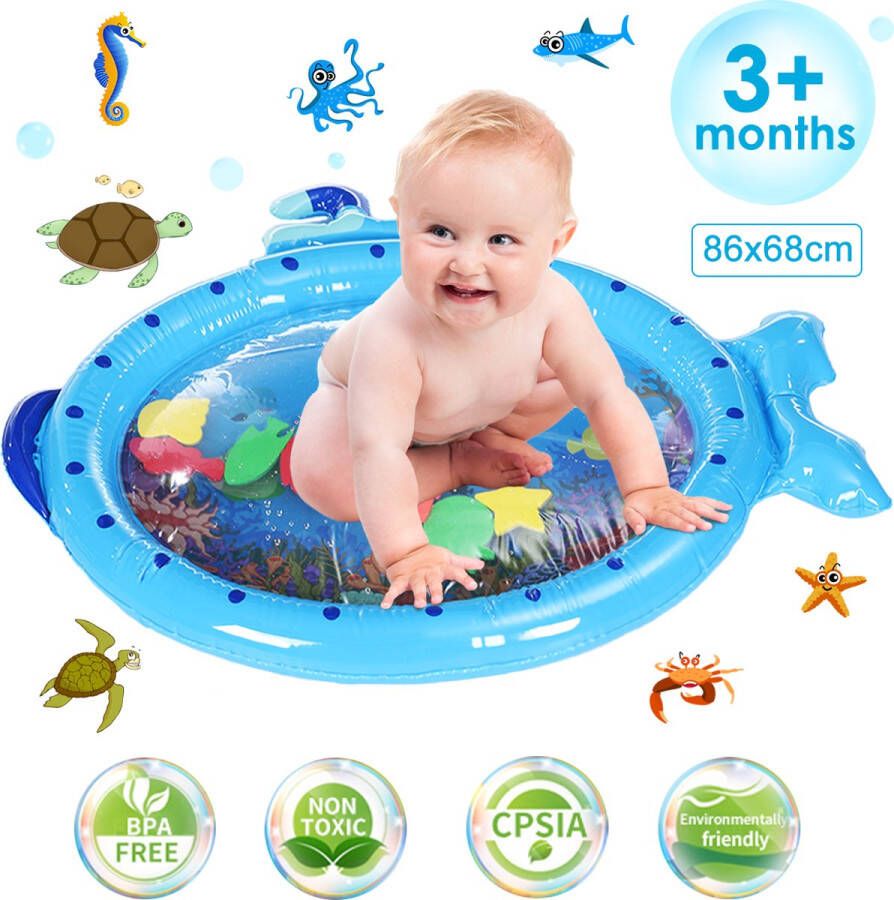 Jeteven Baby Water Speelkleden Water Speelmat Watermat voor baby's -BPA-vrij Opblaasbaar Waterspeelgoed Babygym Speelmat voor baby sensorische ontwikkeling Blauw