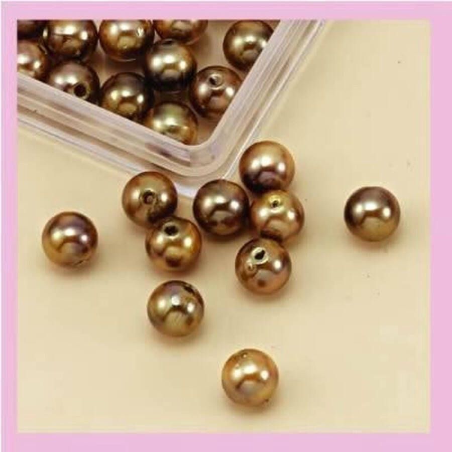 Jewelry Beads Oil Paint Beads rond 8 mm 2 DOOSJES a 33 stuks Bruin.