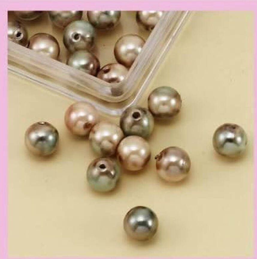 Jewelry Beads Oil Paint Beads rond 8 mm 2 DOOSJES a 33 stuks Groen