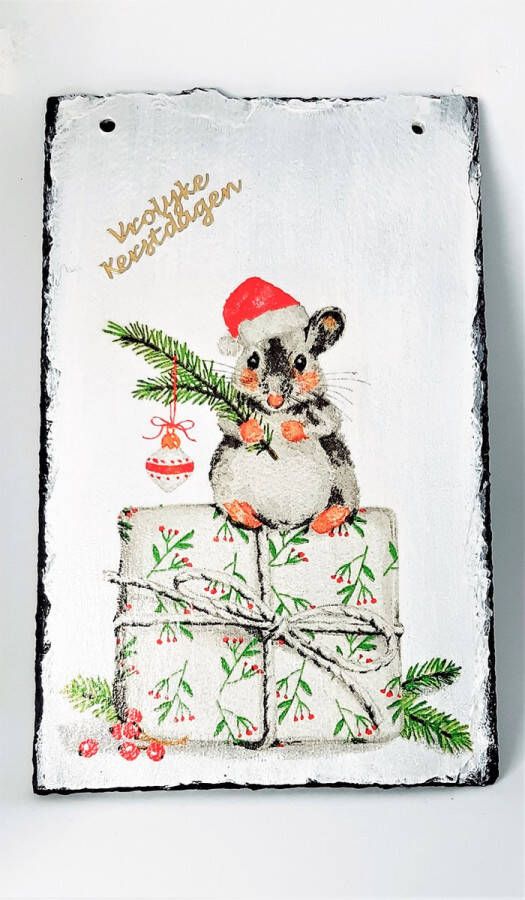 Jewels Delight Wandbord Leisteen Muisje Kerstmis Decoupage