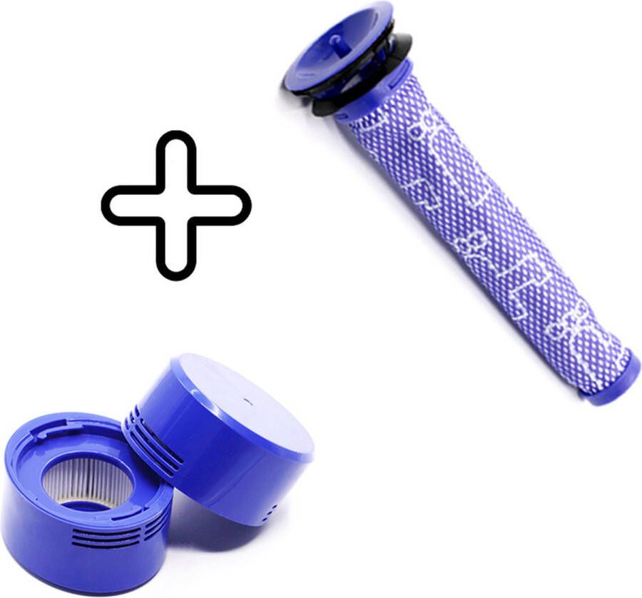 JGR Filter Set voor Dyson V7 & V8 Steelstofzuiger Filter Set Wasbaar Pre en Post Filter 1x Voor Filter 1x Motor Filter