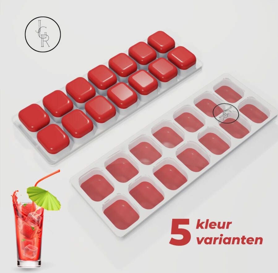 JGR Rood IJsblokjesvorm siliconen met deksel IJsvormpjes herbruikbaar -IJsblokjesmaker zonder morsen BPA vrij