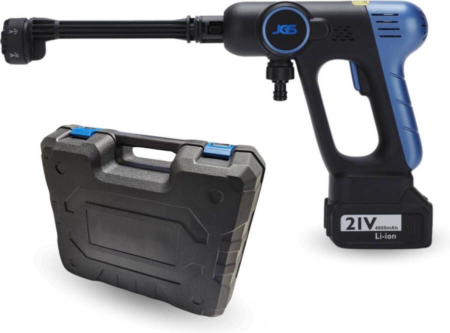 JGS Draadloze Hogedrukreiniger met Upgrade 4000mAh Accu Inclusief Accessoires Ideaal voor Auto s en Meer Handige Koffer