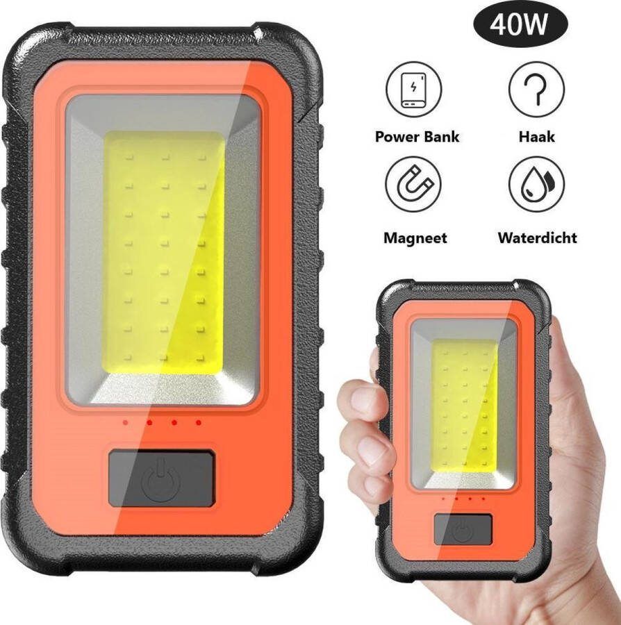 JGS Draagbare LED-werklamp Power Bank 4400 MaH Bouwlamp Oplaadbaar Waterdicht Magneet Ophanghaak 4000LM 40W Multifunctioneel