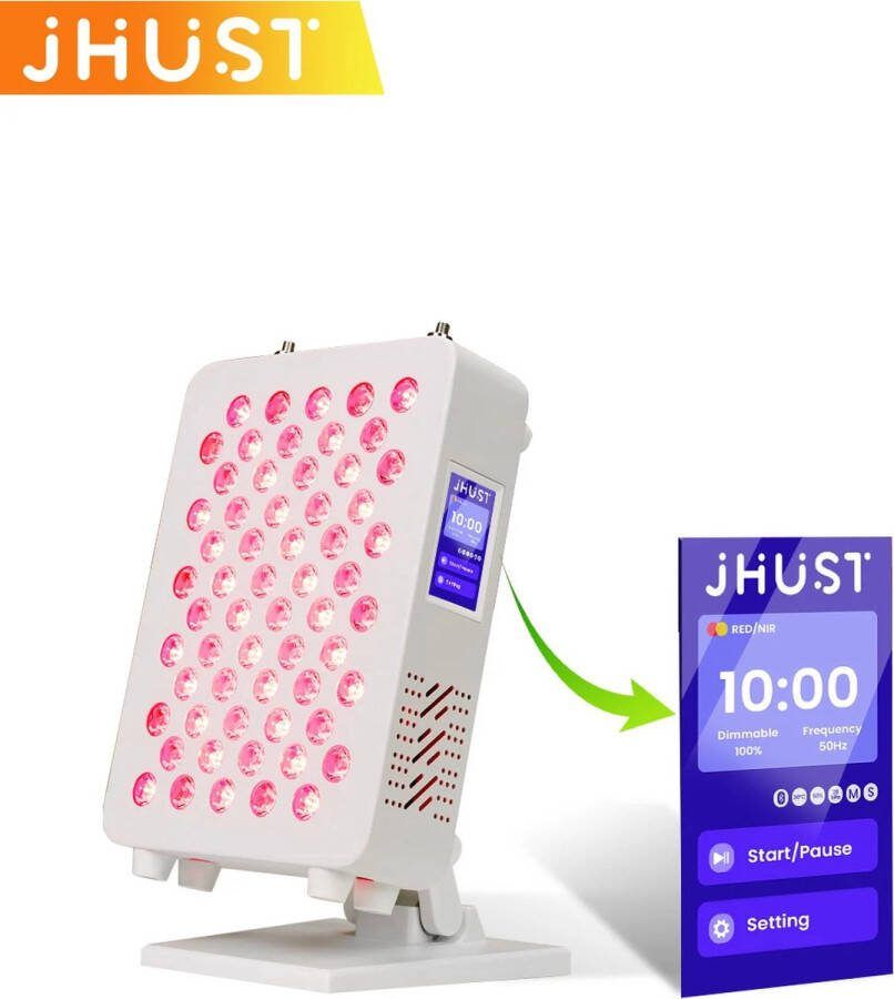 JHust Infraroodlamp + NL Handleiding Red Light Therapy 4 Golflengten Timer LED Infraroodlamp Infraroodtherapie Rood licht therapie Collageen Lamp Fibromyalgie Lichttherapie
