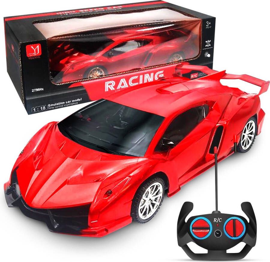 Jiatoys bestuurbare Auto 1:18 Realistische RC Auto Geschikt voor kinderen Race Auto Afstandbestuurbaar Rood Lamboghini