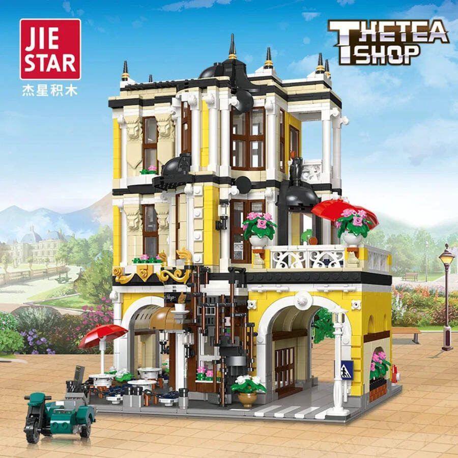 Jie Star JieStar 89124 The Tea Shop Street View Serise bouwstenen 2985PSC is compatibel met het bekende merk