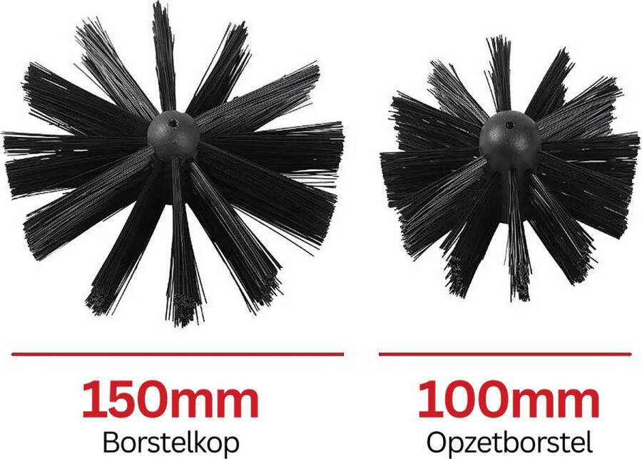 JINGHEBRUSH Schoorsteenveegset Schoorsteenreiniger Borstelset voor boormachine Schoorsteenborstel 11 stuks 100 mm borstelkop