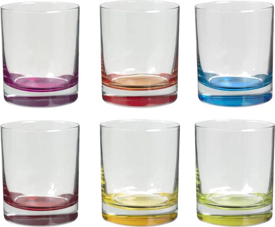 Secret de Gourmet Set van 6x stuks tumbler glazen Colori 300 ml van glas Drinkglazen