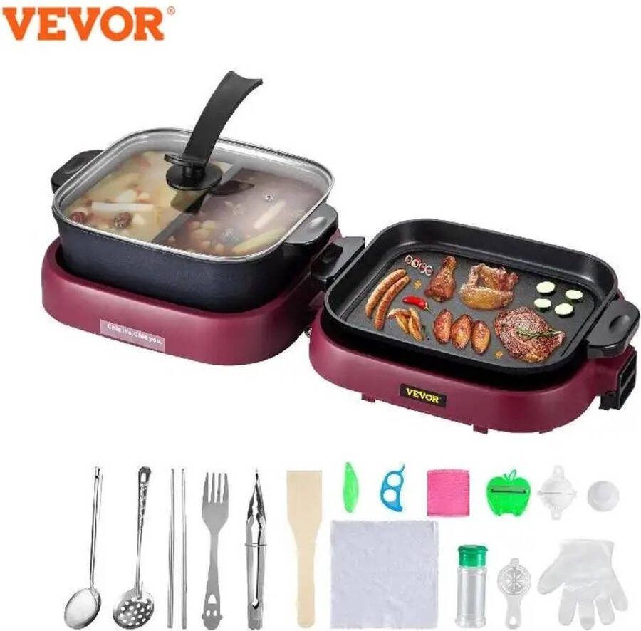 JK24 Hotpot & BBQ Grill 2 in 1 Elektrische Hotpot Elektrische BBQ Indoor Elektrische Grill 70x29x25 5 cm