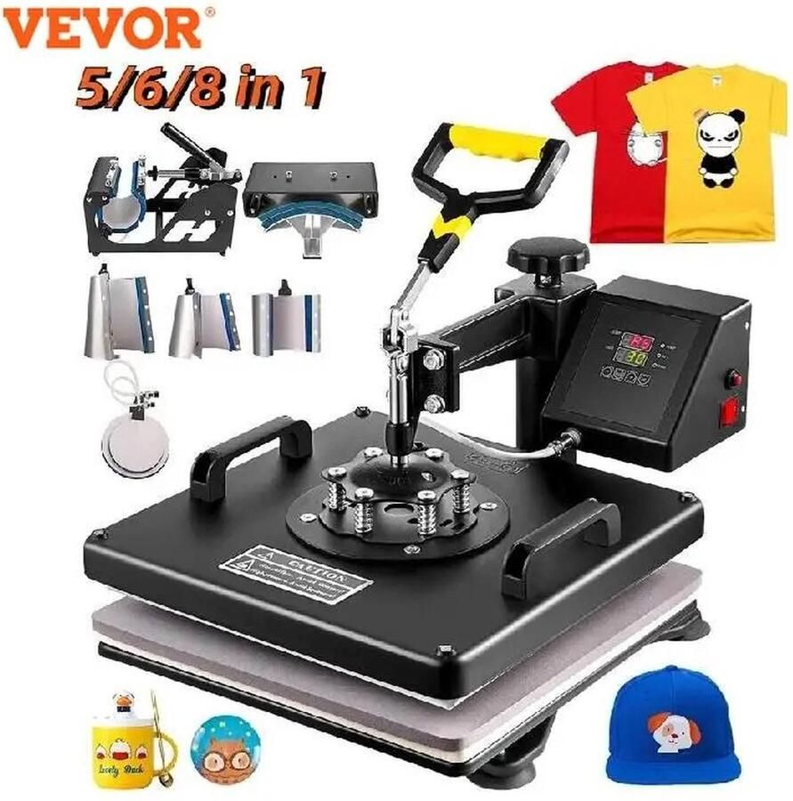 JK24 8-in-1 Transferpers Hittepers Drukpers Geschikt voor t-shirts hoeden borden kopjes mokken 30x38cm 38x38cm