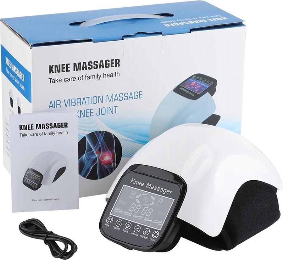 JK24 Knie massage apparaat Ellenboog massage apparaat 3-in-1: Compressie Roodlicht & Trillingen. Pijnverlichting bij knie pijn Gewricht pijn Elektrische verwarming