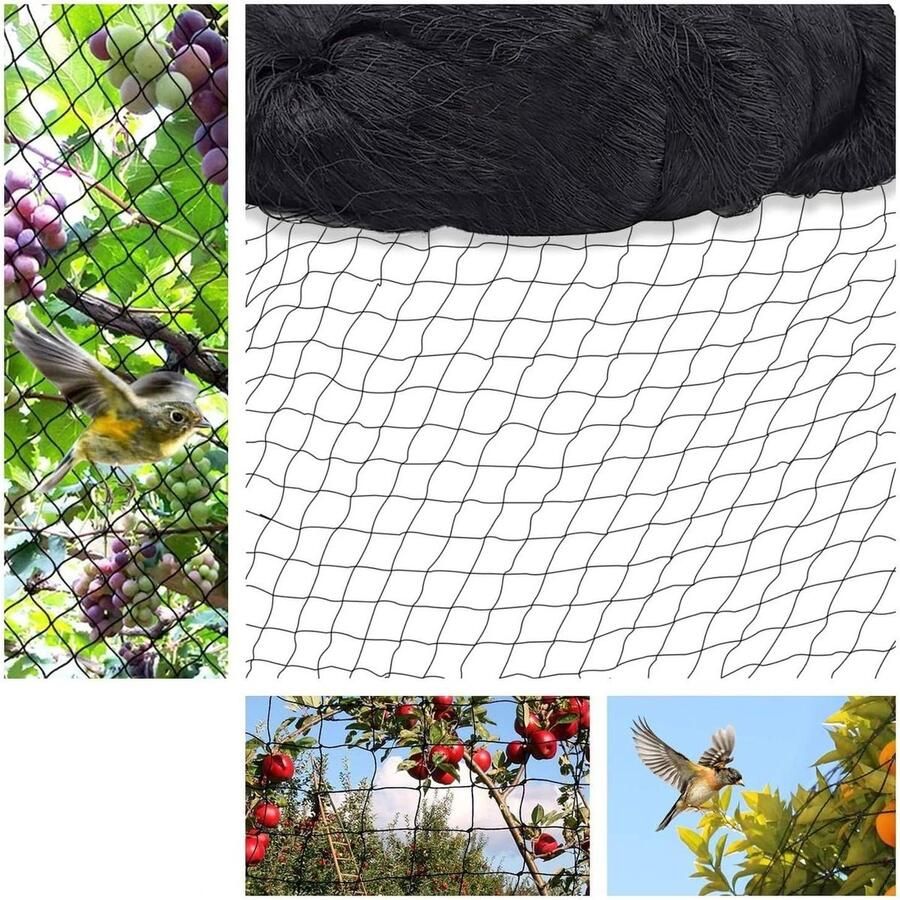 JK24 Vogelnet Tuinnet Bird net Plantennet Vijvernet Vogelbeschermingsnet voor tuin en balkon 15 m x 15 m maaswijdte 5 x 5 cm Grote gaten