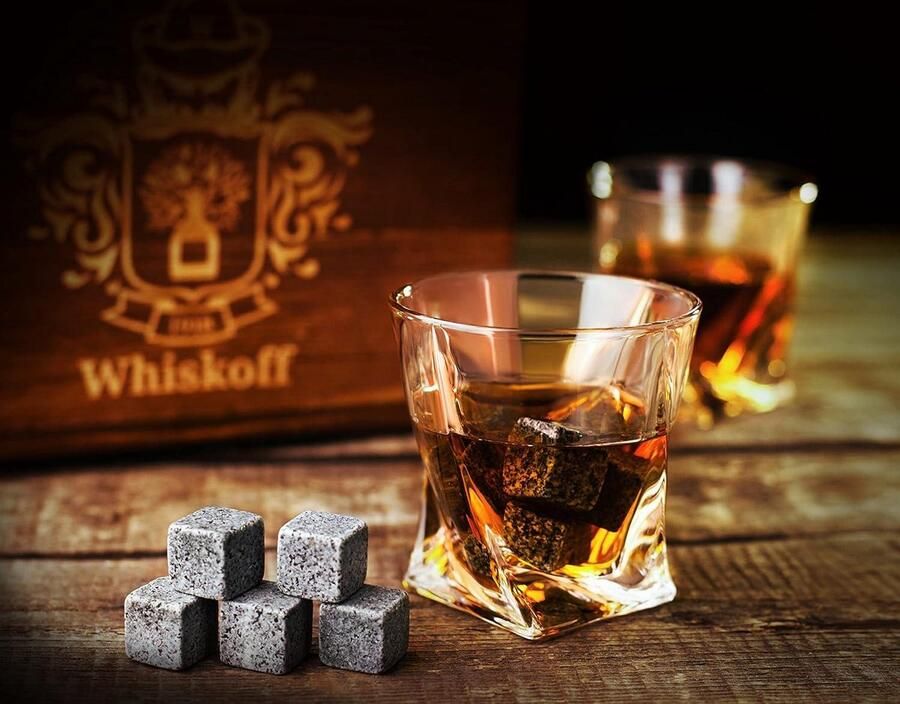 JK24 Whiskey glas set van 2 Bourbon cadeauset Scotch stenen pincet onderzetter chillingstenen barglazen drinkglazen voor mannen en vrouwen whiskyglaswerk in houten geschenkdoos bar set