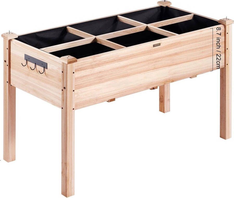 JK24 Kweekbak Kweektafel Kweekbak op poten Kweektafel op poten Verhoogde plantenbak Kweektafel moestuin Verhoogde kweektafel 113 cm x 58cm x 76 cm hout met haakjes