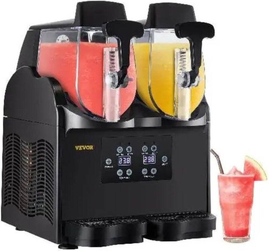 JK24 Slushpuppy machine Slush Puppy 2 Tanks Dubbele Tank 2x2.5L Zwart 5 Liter Ijsmachine Ice Bevroren Drank Dispenser