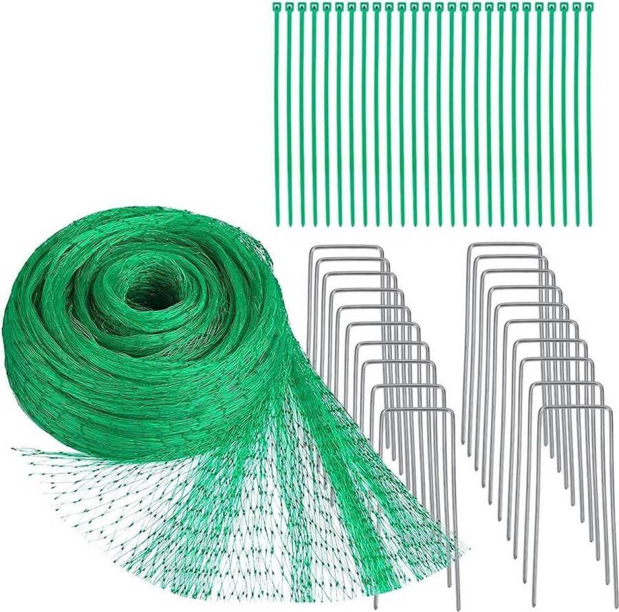 JK24 Vogelnet Tuinnet Plantennet Vijvernet Bird net Garden Netting Kit 4m x 10m Herbruikbare Anti Vogelnet Plantenbescherming Boom Fruit Groene Tuin Mesh Fence Vijver Netting