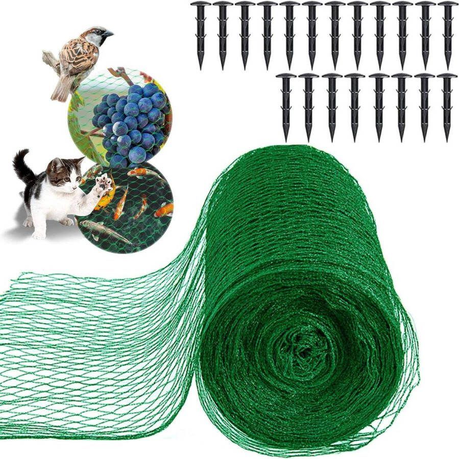 JK24 Vogelnet Tuinnet Plantennet Vijvernet Zwembad bescherming -4m x 12m Planten Fruit Bloemen Bomen Vijver Visbescherming Bladeren Anti Vogelvervoer