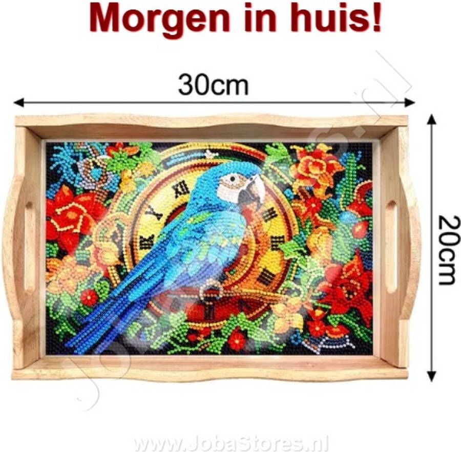 JobaStores Diamond Painting Houten Dienblad 03 Papegaai (20x30cm)
