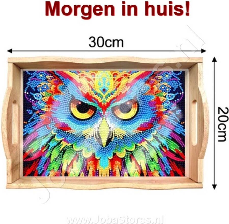 JobaStores Diamond Painting Houten Dienblad 05 Uil (20x30cm)