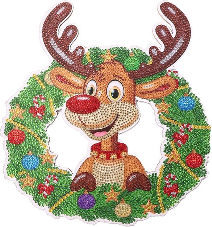 JobaStores Diamond Painting Kerst Krans flexibel 01 (Rendier)(30cm)