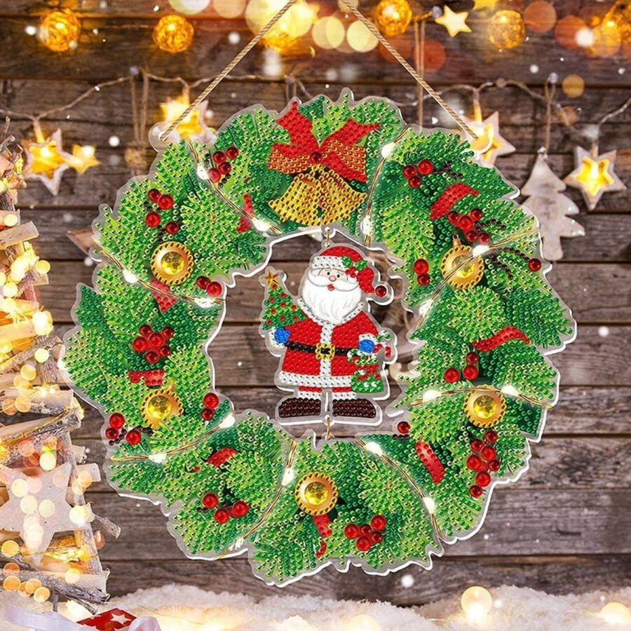 JobaStores Diamond Painting Kerst Krans met verlichting 001