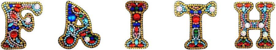 JobaStores Diamond Painting Sleutelhanger Letters Faith (5 stuks)