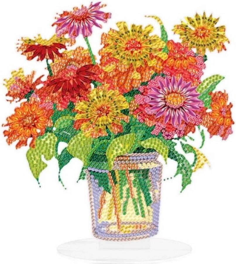 JobaStores Diamond Painting staand ornament Vaas met bloemen (20cm)