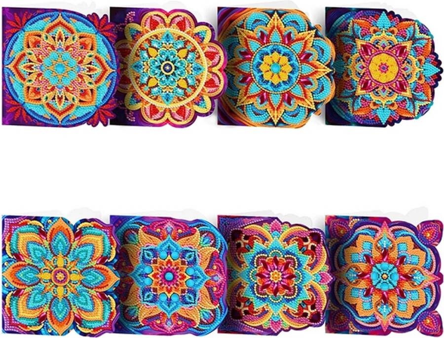 JobaStores Diamond Painting Wenskaarten Set Mandala (8 kaarten)