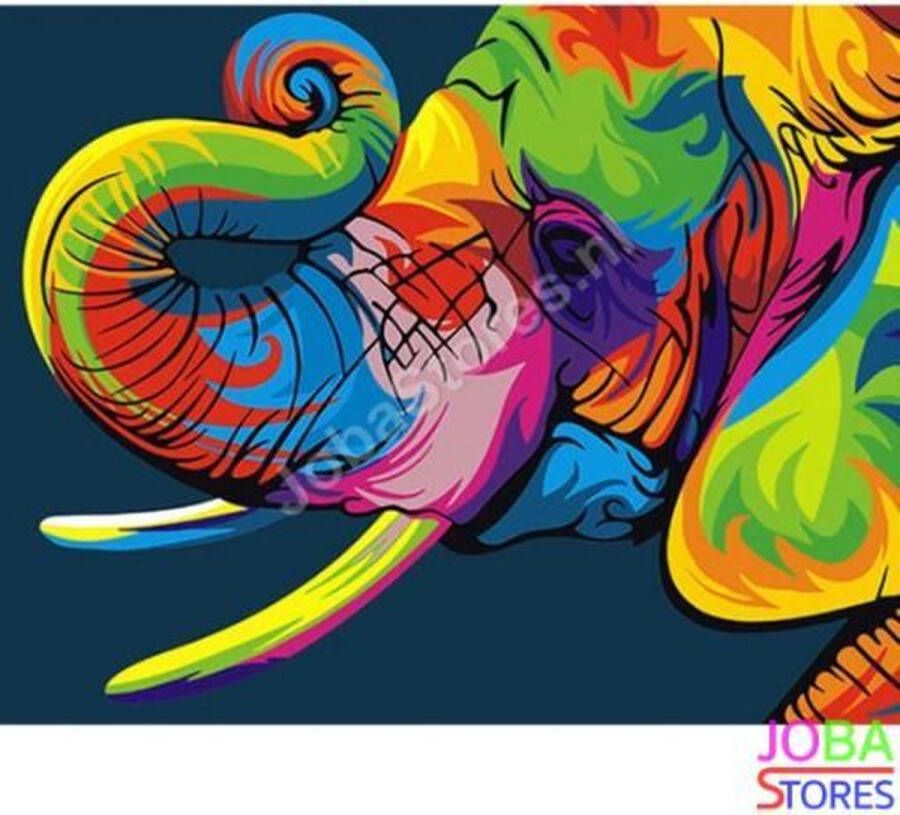 JobaStores Schilderen op nummer Gekleurde Olifant 40x50cm