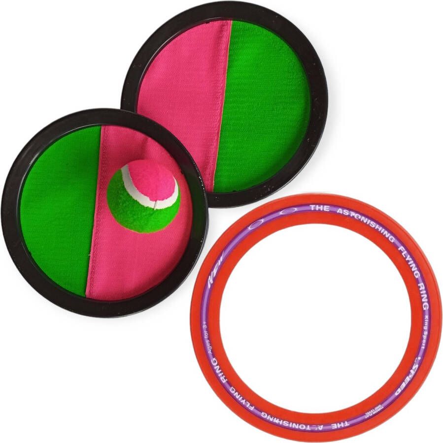 Jobber Toys Strandspeelgoed SET Frisbee + Catchset Klittenband Vang en Werpspel
