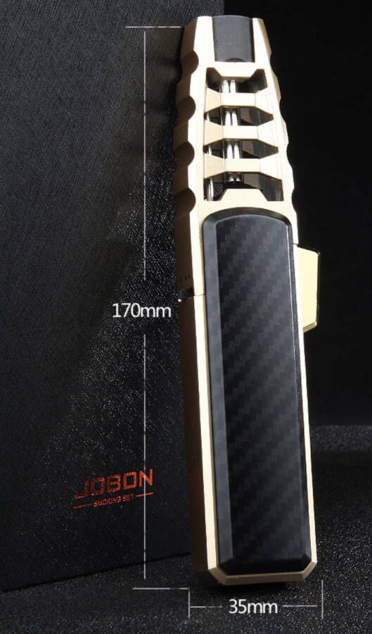 Jobo Jabon aanstekers Turbo aansteker gas Barbecue Open haard Sigaar- In luxe cadeaudoos Met extra creditcardhouder