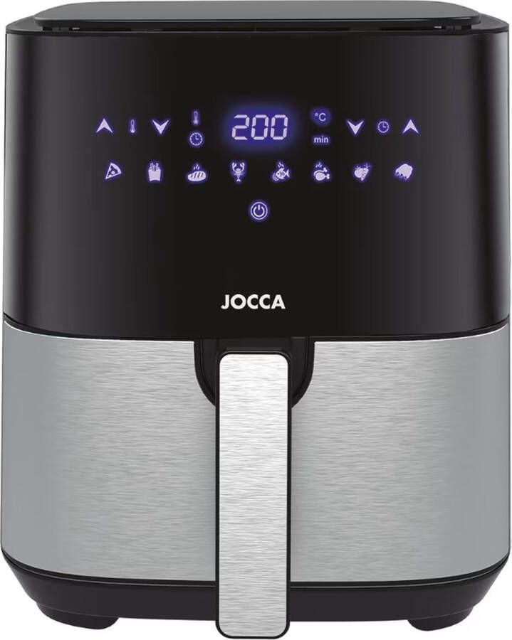 Jocca 5L AIR FRYER Inclusief Rek Glans Zwart 1599A