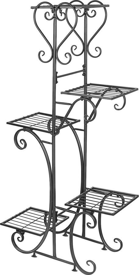 Jodary Plantenrek Plantentrap plantenladder Metaal zwart Binnen Buiten 66x22x102cm 5 etages